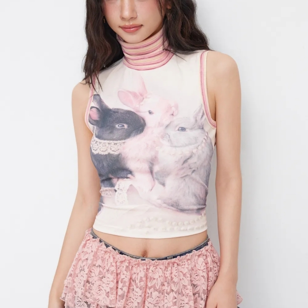 Cider Rabbit Graphic Sleeveless Top